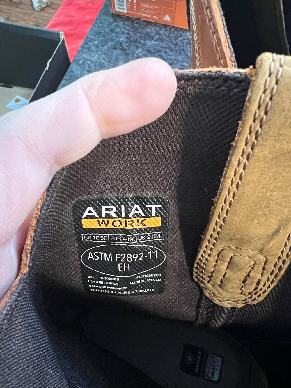 Ariat Brown and Tan Two-Tone Western Work Boots - Picture 5 of 6